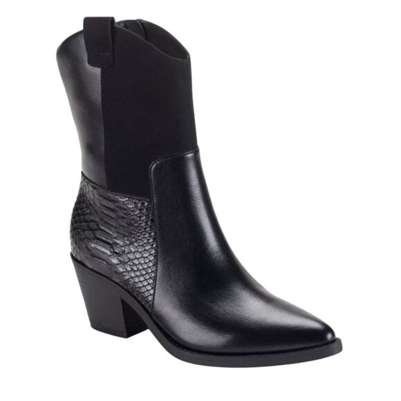Sun + Stone Biancaa Western Block Heel Booties Black Women’s 7 - Picture 1 of 6